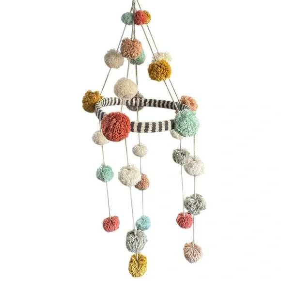 BlaBla Bla Bla Peru Pom Pom Mobile Baby Crib Nursery Handcrafted Handmade Boho - Picture 4 of 13
